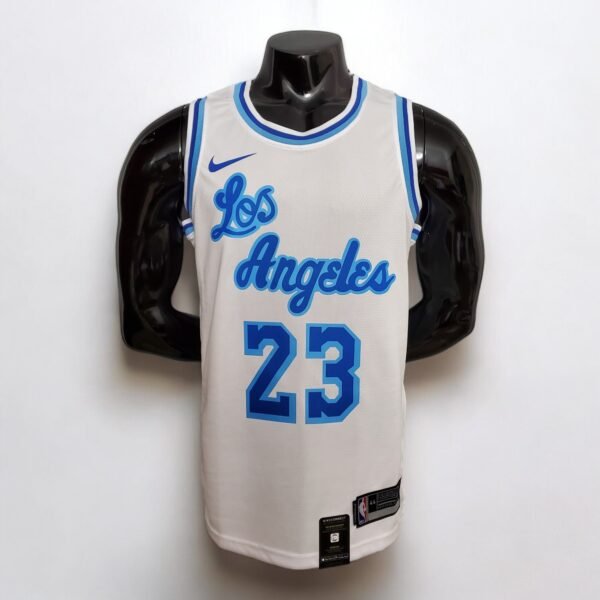 Los Angeles Lakers LeBron James #23 Retro White - Image 2