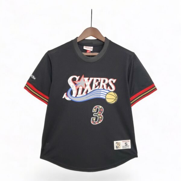 Philadelphia Sixers Allen Iverson #3 M&N Short Sleeve Jersey Black - Image 2